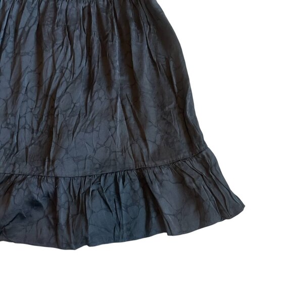 BA&SH Daniela Mini Dress Black Satin Puff Sleeve Subtle Print Size XS Women's - Picture 10 of 12